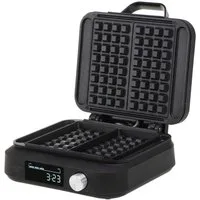 ADLER EUROPE Waffeleisen AD 3087 Belgisches Doppelwaffeleisen mit LED Display Waffelautomat, 2200 W, Waffelmaschine, Antihaftbeschichtung, 6 Bräunungsstufen, schwarz