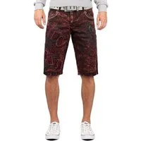 Cipo & Baxx Jeansshorts Herren Regular Fit Kurze Hose Mid Waist BA-CK207 Design mit Kunstlederbereichen und "Cipo & Baxx" Schriftzug