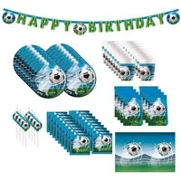 Procos Einweggeschirr-Set 70-tlg. Fußball Fan Party Set für Kindergeburtstag, 16 Personen