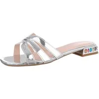 Ital-Design Damen Mules Freizeit Pantolette (86527228) Blockabsatz Pantoletten in Silber