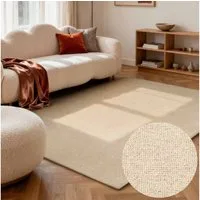 ELLE DECORATION Wollteppich Knots, rechteckig, Höhe: 13 mm, Handtuft, Wolle, Feines Bouclé, Wohnzimmer, Schlafzimmer, Natur