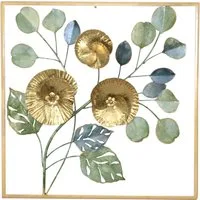 HOFMANN LIVING AND MORE Wanddekoobjekt Wanddekoration (1 St), Florales Metallbild, gün gold