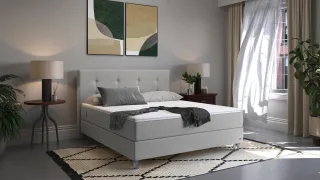 BRUNO Boxspringbett Premium 140x200cm in Hellgrau | Matratzen-Härtegrad: Links H3 / Rechts H3 | mehrfach ausgezeichnet in Design & Qualität