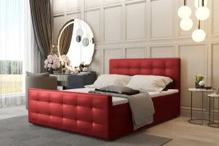 Boxspringbett Schlafzimmerbett CARLOS 160x220cm Kunstleder Rot inkl.Bettkasten
