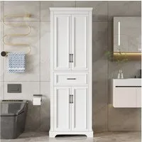 Flieks Badkommode Badezimmerschrank mit Schubladen und verstellbaren Einlegeböden (60x40x180 cm, 1 St), Hochschrank Mehrzweckschrank mit Soft-Close-Funktion Weiß