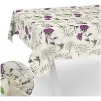 ANRO Tischdecke mit Blumen Botanik aus Stoff Tischwäsche mit Beschichtung Tischtuch (Einzelstück 1-tlg), auch als Gartentischdecke - mit Schutzschicht