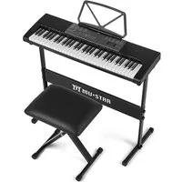 MUSTAR Digitalpiano mit Leuchttasten und Lautsprechern, 61-Tasten für Anfänger (1-St), mit Kopfhörer und Mikrofon, 300 Klänge & einfache Musiklektionen