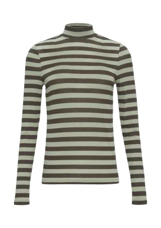 Q/S designed by - Gestreiftes Longsleeve im Slim Fit grün - Gr. - M