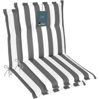LILENO HOME Polsterauflage Niedriglehner, bequeme Sitzauflage für Gartenstühle, Stuhlkissen, (2 St., 2er Set), Gartenstuhl Auflage in Blockstreifen Grau, Sitzpolster waschbar