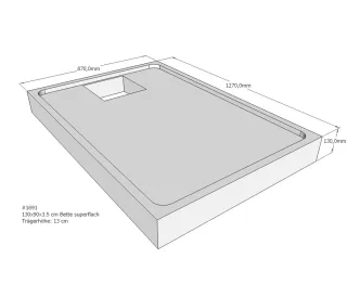 Neuesbad Wannenträger für Bette superflach 130x90x3,5 SD22780