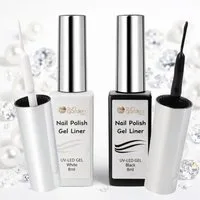 Sun Garden Nails UV-Gel Nail Polish Nail Liner Black & White je 8ml – Für feine Linien, Extra feine Nail-Liner-Spitze – Für Linien, Details und Nailart