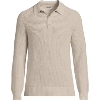 Polopullover Drifter für Herren, Herren, size: regular, Elfenbein, Baumwolle, by Lands' End