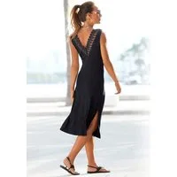 LASCANA Jerseykleid mit Spitzeneinsatz im Rücken Ärmelloses Midikleid, elegantes Sommerkleid, casual