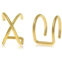 Made by Nami Ohrclip-Set 2er Set Helix Ohrclips goldfarben aus Edelstahl ohne Löcher, aus Edelstahl – für Damen – einfaches Anlegen – Clip