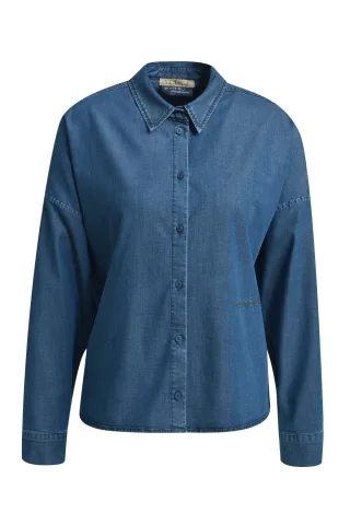 Smith&Soul - Lyocell Denim Shirt Collar Blouse dark denim - Gr. - S