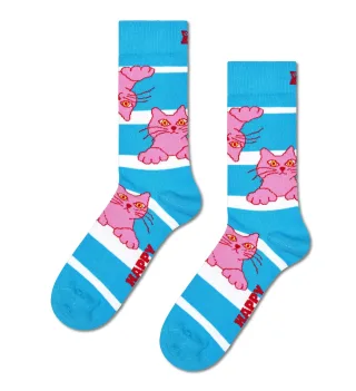 happy socks - Cat On Stripe Sock Blau - Gr. - 38