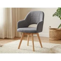 Massivart® Polsterstuhl 360 Grad drehbar, Esszimmerstuhl mit Armlehnen, Webstoff, »STADE«, Gestell Buche massiv unbehandelt • Sitz fest gepolstert • BOHO Stil