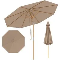 KOMFOTTEU Sonnenschirm, Gartenschirm aus Bambus, beidseitig um 30° knickbar