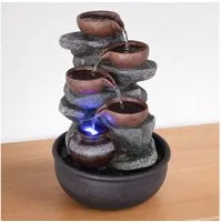 GLOBO LIGHTING Zimmerbrunnen, RGB LED Zimmer Tisch Brunnen Farbwechsel Deko Schalen Wasser Spiel-