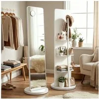 SONGMICS Standspiegel 360° drehbarer Spiegel mit Vergrößerungsspiegel, 163 x 45 cm (H×D), für Schlafzimmer, Wohnzimmer