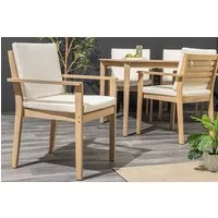 riess-ambiente Gartenstuhl KOPENHAGEN natur beige – Akazie, Niedriglehner, m. Kissen, wetterfest (Einzelartikel, 1 St), massiver Outdoor-Stuhl aus Massivholz – ideal für Terrasse & Garten