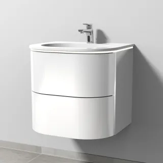 Sanipa 4balance Keramik-Set mit 2 Auszügen und LED-Beleuchtung, Weiß-Glanz, DL41178 DL41178