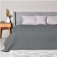 SEI Design Bettüberwurf Tagesdecke Überwurf für Bett Sofa - Zopf-Steppung – Wendedecke, Wendedecke Bettüberwurf