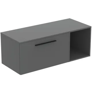 Ideal Standard Möbel-Set 120cm i.life B 1 Auszug 1 off.Fach Gr.Schwarz Quarzgrau matt, T5758NG T5758NG
