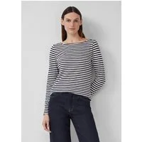 s.Oliver Langarmshirt T-Shirt Gestreiftes Langarmshirt aus Flammgarn mit U-Boot-Ausschnitt