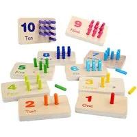 Zaewry Lernspielzeug Montessori Holz-Zahlenblöcke für Kleinkinder, Steckbrett, Buntes Zähl- und Motorik-Set, Vorschul-Lernspielzeug,Holzspielzeug