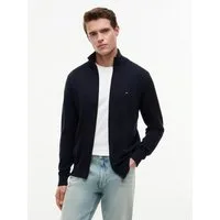 Tommy Hilfiger Strickjacke ESSENTIAL COTTON ZIP THRU mit Logostickerei
