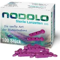 NODOLO Lanzetten Steril, 30,00G, 100 St., besonders fein, Blutzucker Lanzetten, 1 tlg., Für alle gängigen Stechhilfen geeignet