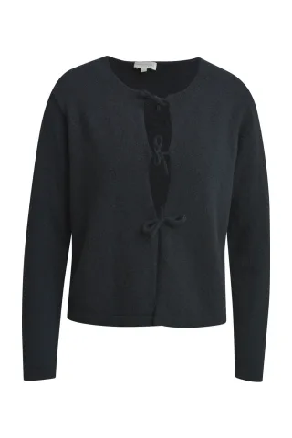 Milano Italy - normal fitted round neck cardigan w 1/1 sleeves, button placket black - Gr. - L