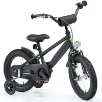 Klee-Kids Kinderfahrrad 14 Zoll Matt Schwarz Fahrrad ab 3 Jahre, Stützräder, Ständer, Rücktrittbremse, V-Brake, 98% vormontiert!