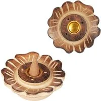 Marrakesch Orient & Mediterran Interior Räucherstäbchen-Halter 2er Set Räucherkegelhalter Warda modern aus Mangoholz in Braun 8 cm, (2 St), Handarbeit