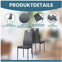 Albatros International Esszimmerstuhl Esszimmer Stühle 4 er Set SALERNO, Stuhl Stühle Esszimmerstühle, Küche (6er Set, Grau, Kunstleder Bezug), Küchenstuhl Küchenstühle Essstühle für den Esstisch Ess Stühle