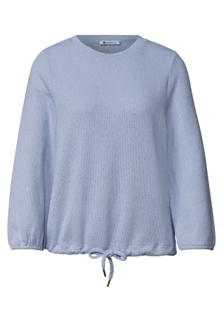 Street One - 3/4-Arm Shirt mit Rundhals im Strick-Look whispery blue mel. - Gr. - 38
