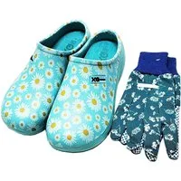 Steinnacher Bärbel Damen Gartenclogs Multi Aqua mit Handschuhen Clog
