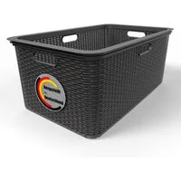 BigDean Wäschekorb Wäschekorb 59x39x26 cm Rattan Design Wäschewanne Made in Germany (Packung, 1 St., Wäschewanne), Großes Fassungsvolumen, Robust, Elegant