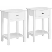 Yaheetech Nachttisch (2-St), Beistelltisch mit 1 Schublade & 1 Offener Ablage, 40 × 30 × 61 cm