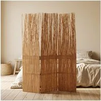 Homestyle4u Paravent Raumteiler Weide Trennwand Sichtschutz Indoor Holz Natur faltbar (3-teilig), Natur