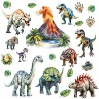 nikima Wandtattoo 257 Wandtattoo Dinosaurier mit Vulkan - Größe 750 x 420 mm (PVC-Folie), in 6 vers. Größen