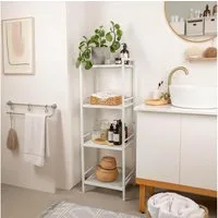 GarveeMore Bücherregal 3 /4 Tier Storage Rack Kohlenstoffstahl Bücherregal Eckenregal
