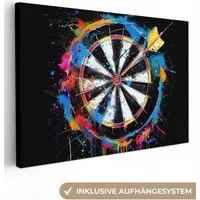 OneMillionCanvasses® Leinwandbild Graffiti - Sport - Darts - Dartscheibe, Fotodruck (1 St), Leinwand Bilder Klein, Wand Dekoration Aesthetic 30x20 cm