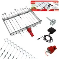 Olymp Handels GmbH Drehspieß Schaschlik Spießdreher Edelstahl Sesam für 11 Spieße Motor Powerbank