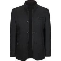 Allthemen Kurzmantel Herren Manteljacke mit Stehkragen Wollmantel Winter Business Jacke