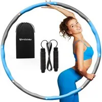 Björn&Schiller Hula-Hoop-Reifen Hula Hoop Reifen Erwachsene + Springseil kürzbar + Tragetasche (Premium Hula Hoop Reifen 95 cm für innen und außen - Hulla Hoop für die tägliche Fitness, 8-tlg., Fitnessreifen zum Abnehmen, Fettverbrenner, Sportgeräte 