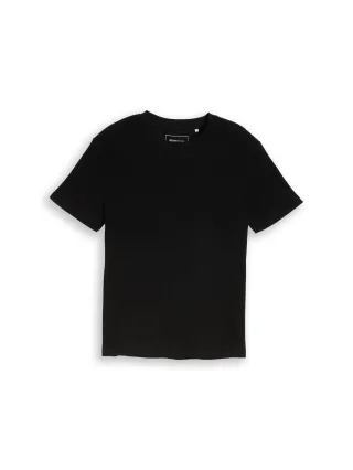 Denim Tom Tailor - T-Shirt mit Waffelstruktur black - Gr. - M