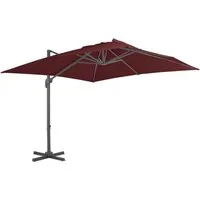 vidaXL Sonnenschirm Ampelschirm mit Aluminium-Mast 400x300 cm Bordeauxrot