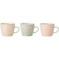 Bloomingville Tasse Cécile Mug, Rose, Stoneware, Keramik, 3er Set, 300 ml, Kaffeetassen, Teetassen, skandinavisches Design, Rose